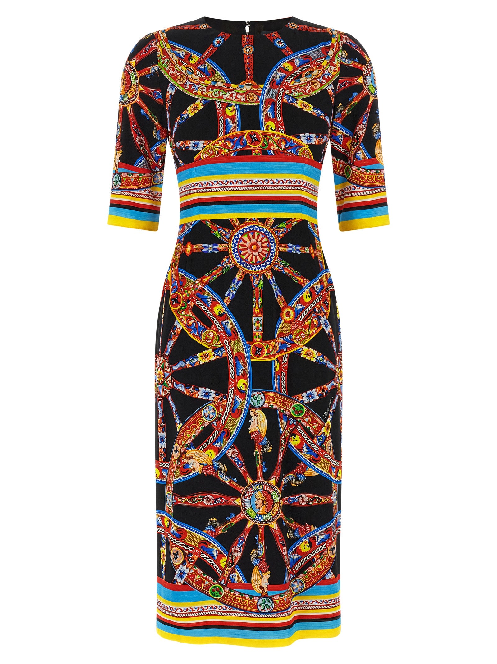 Dolce & Gabbana Mehrfarbiges Seiden-Midikleid