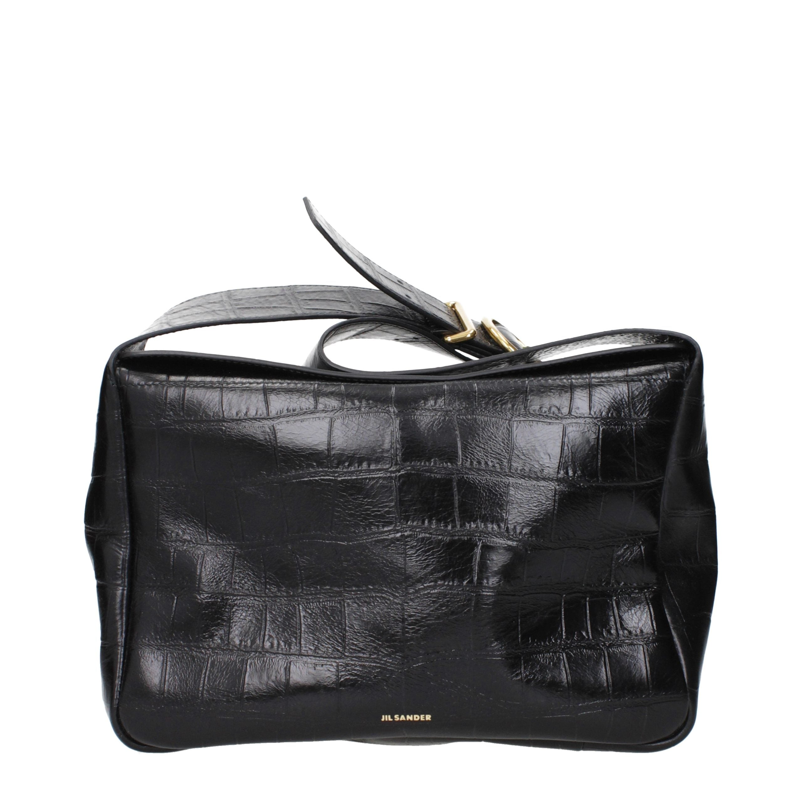 Jil Sander Schwarze Leder Umhängetasche
