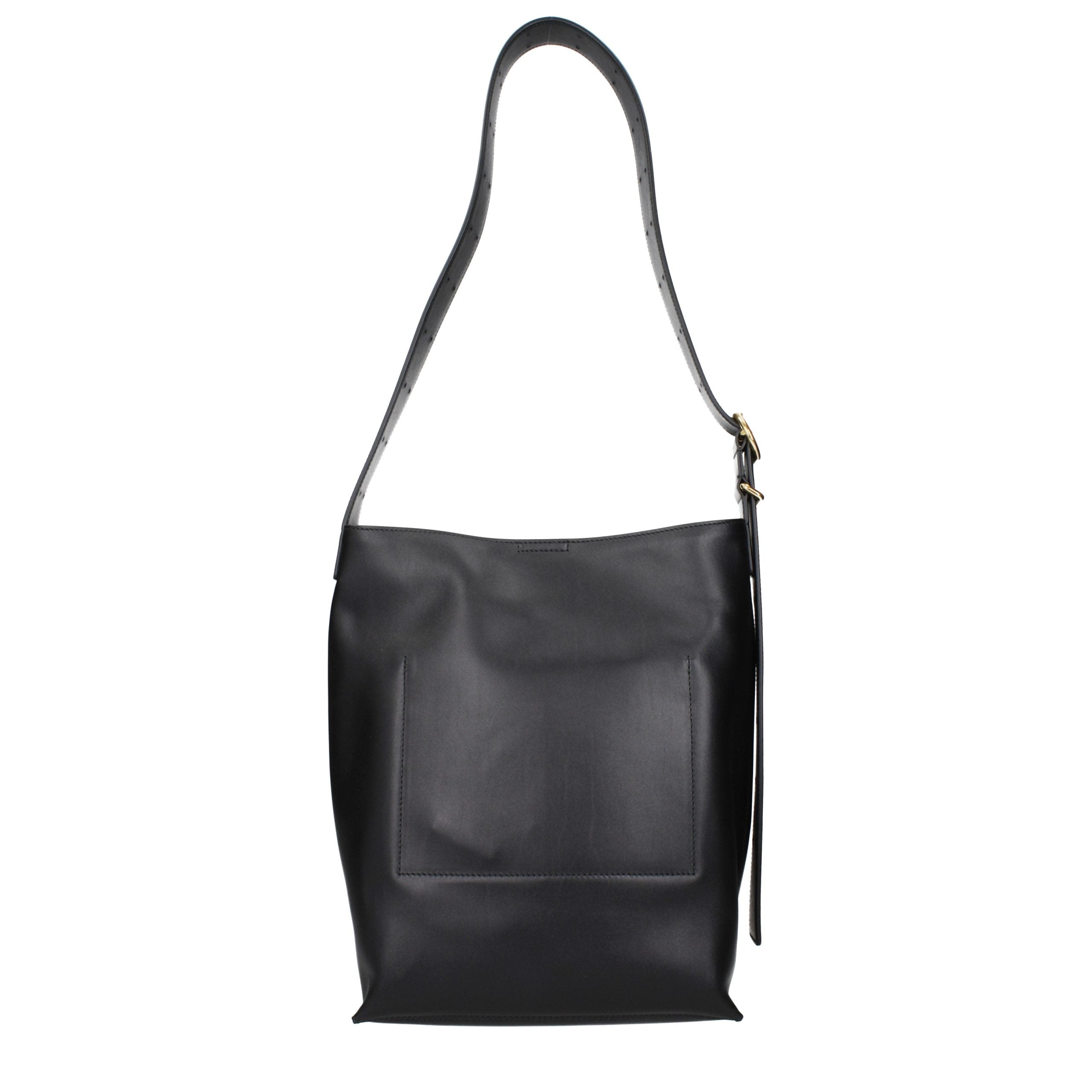 Jil Sander Schwarze Leder Umhängetasche