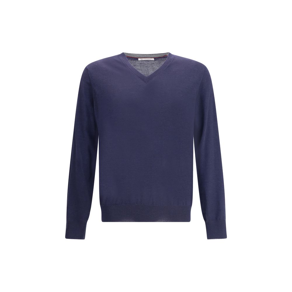 Brunello Cucinelli Blauer Kaschmirpullover