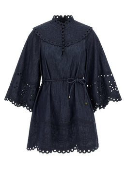Zimmermann Kurzes blaues Baumwollkleid