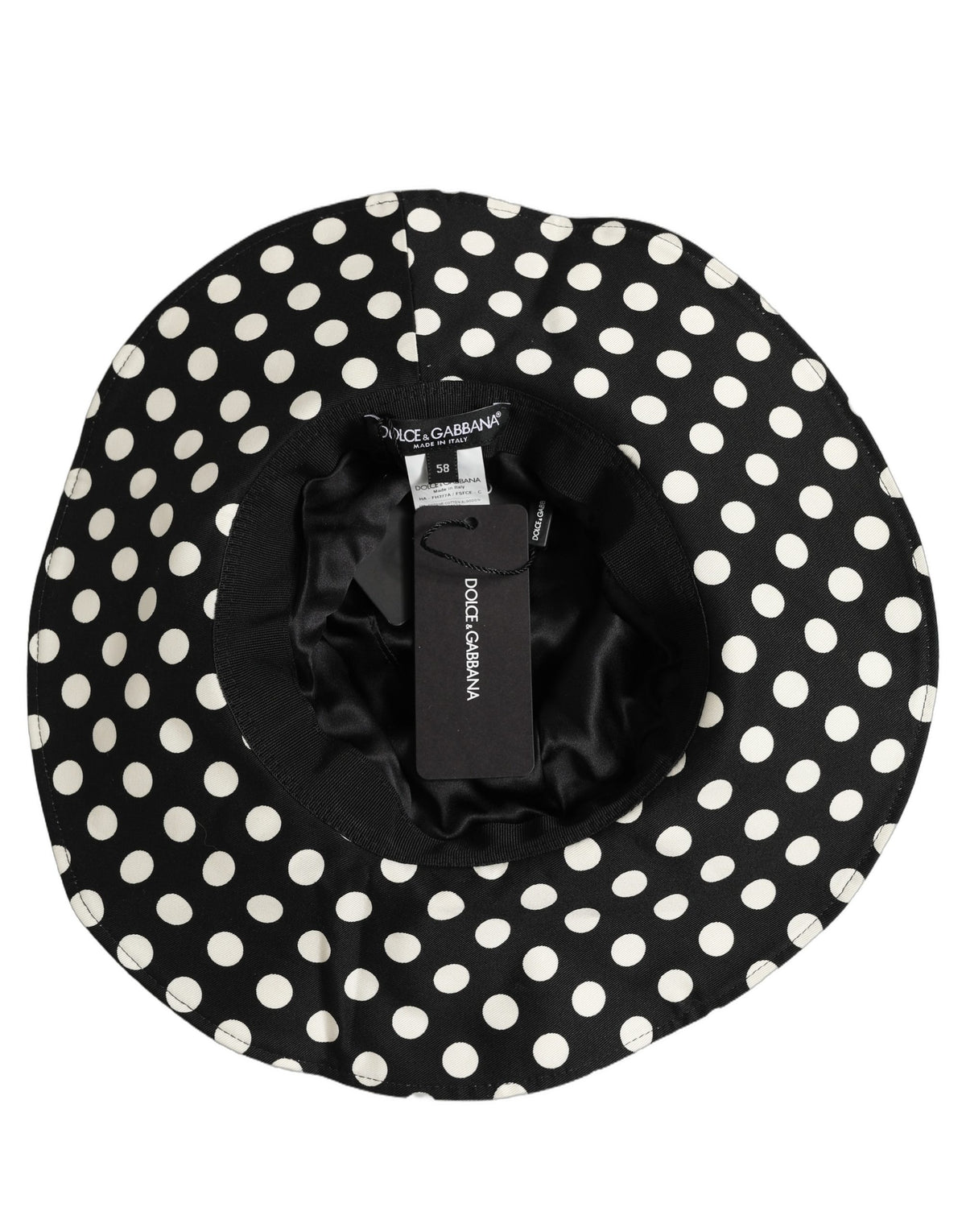 Dolce & Gabbana Schwarzer und weißer Polka-Dot-Bucket-Hat aus Baumwolle