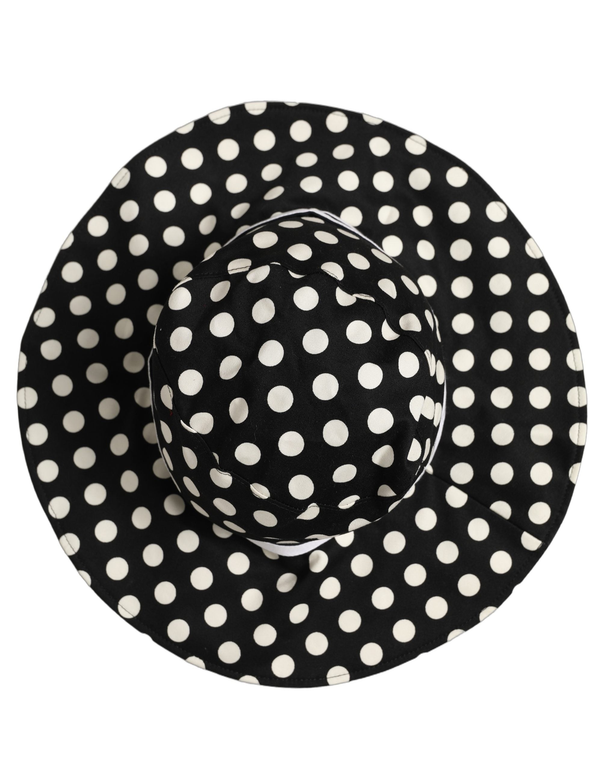 Dolce & Gabbana Schwarzer und weißer Polka-Dot-Bucket-Hat aus Baumwolle