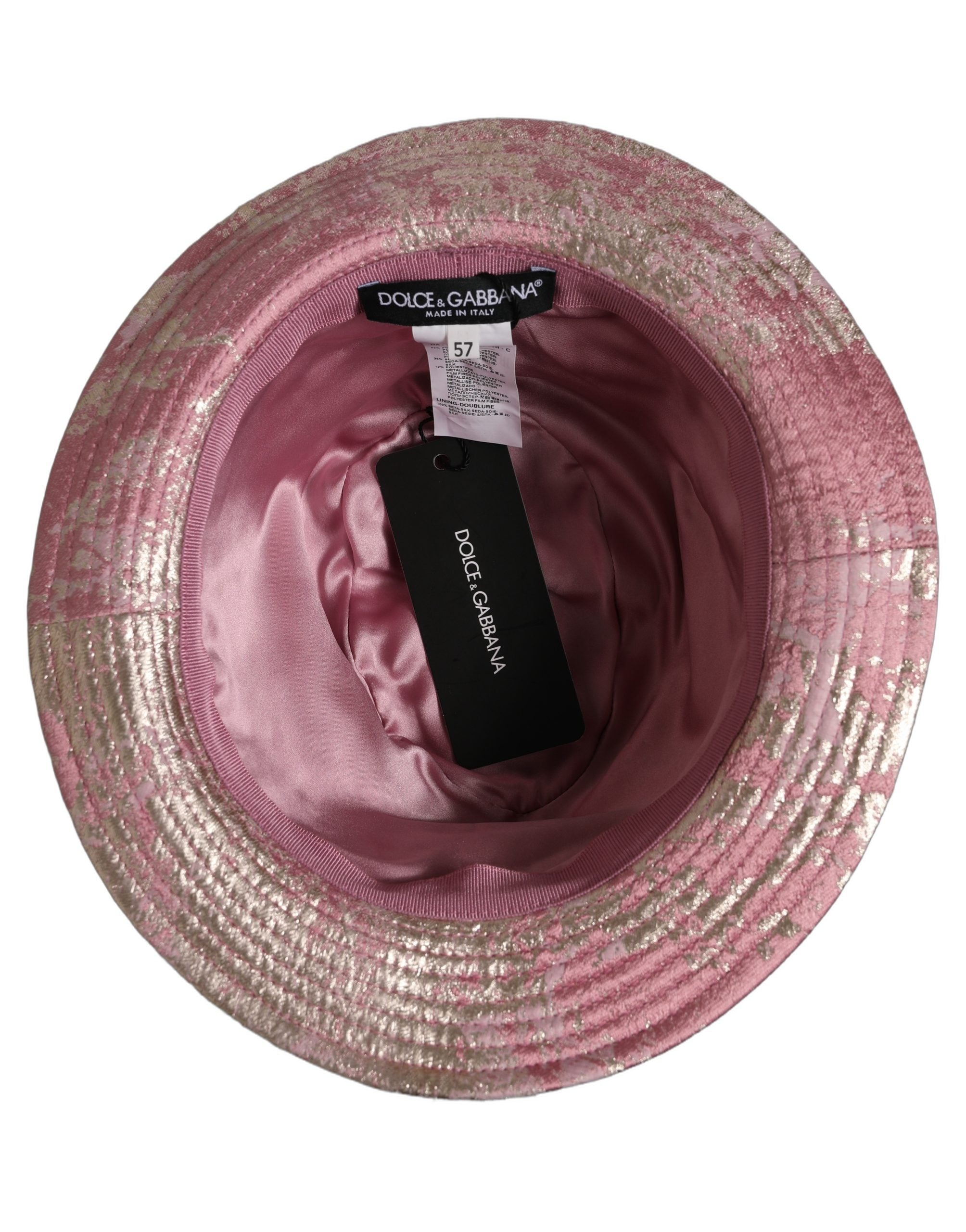 Dolce & Gabbana Pink Metallic Jacquard Pattern Bucket Hat
