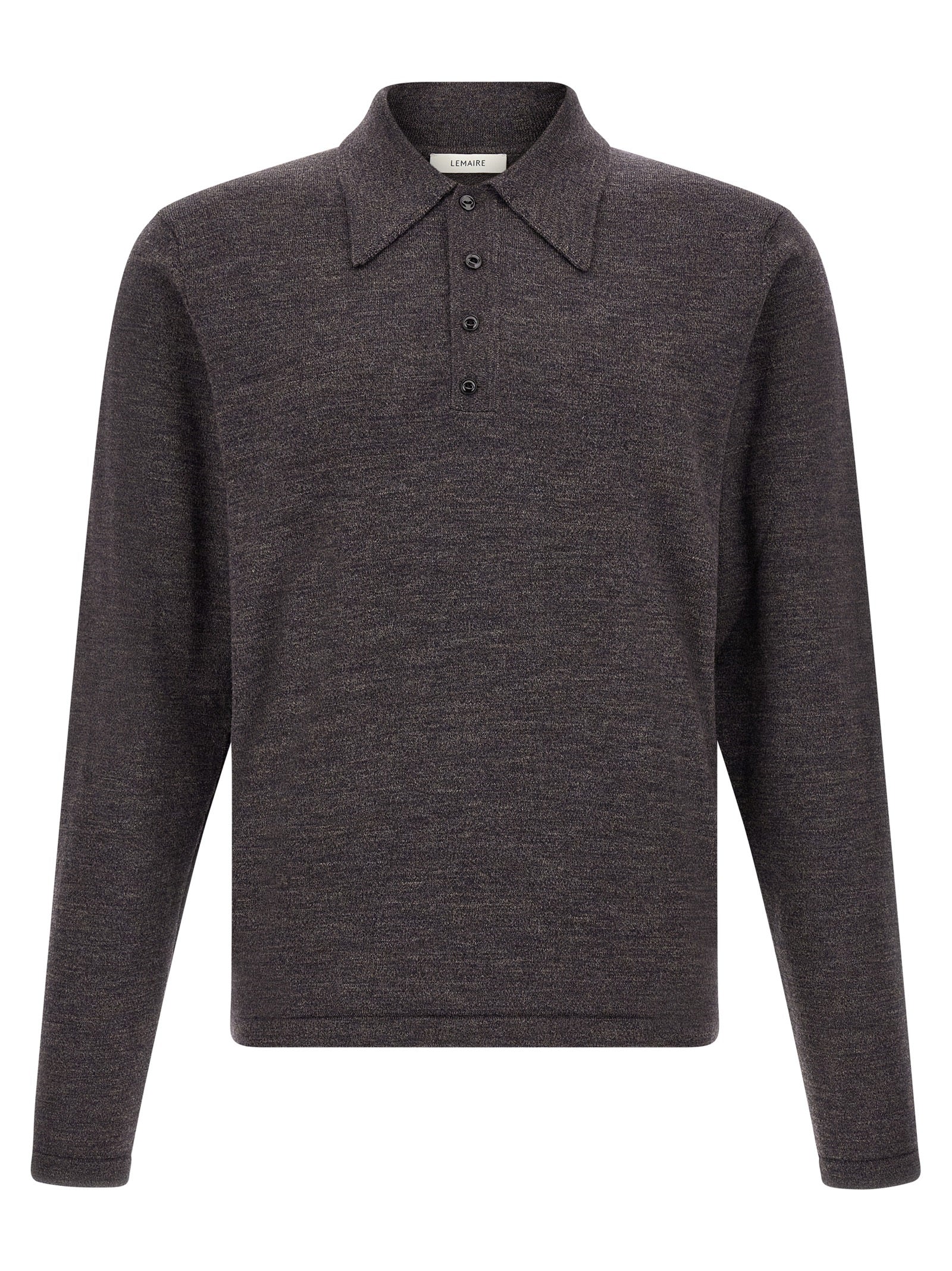 Lemaire Braunes Woll-Poloshirt