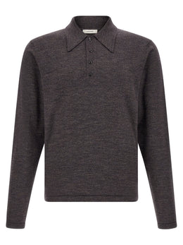 Lemaire Braunes Woll-Poloshirt