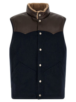Brunello Cucinelli Ärmellose blaue Wolljacke