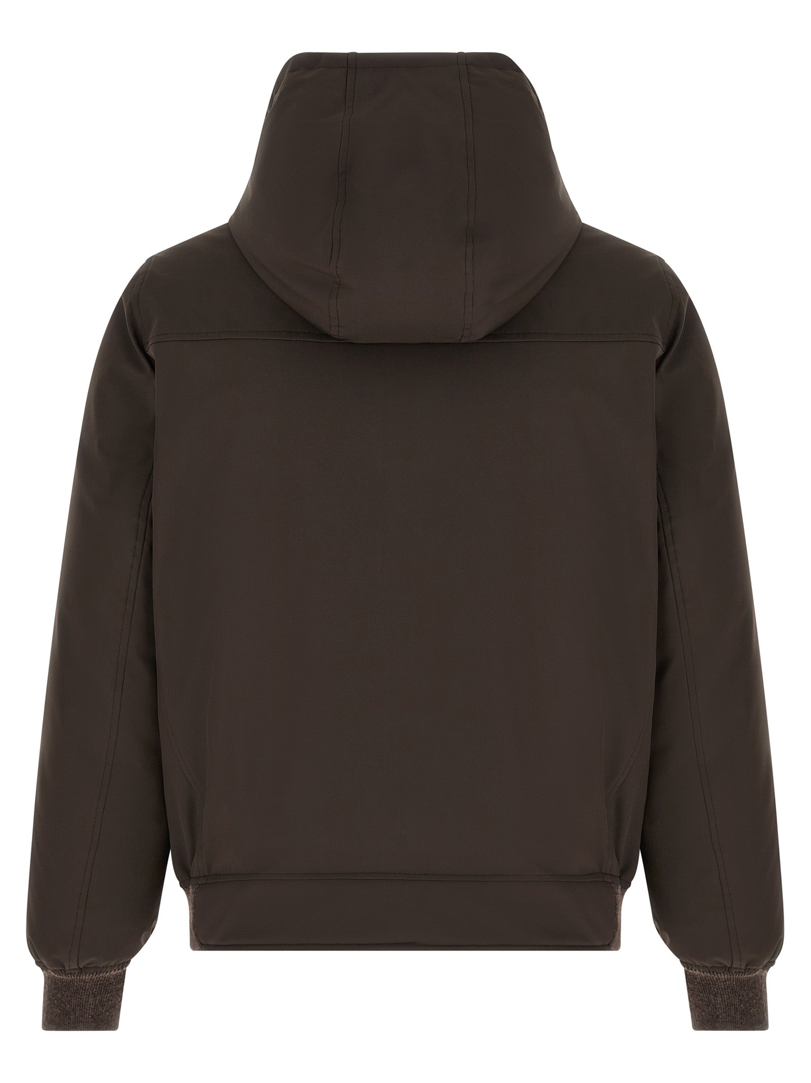 Brunello Cucinelli Braune Polyamid-Jacke in voller Länge