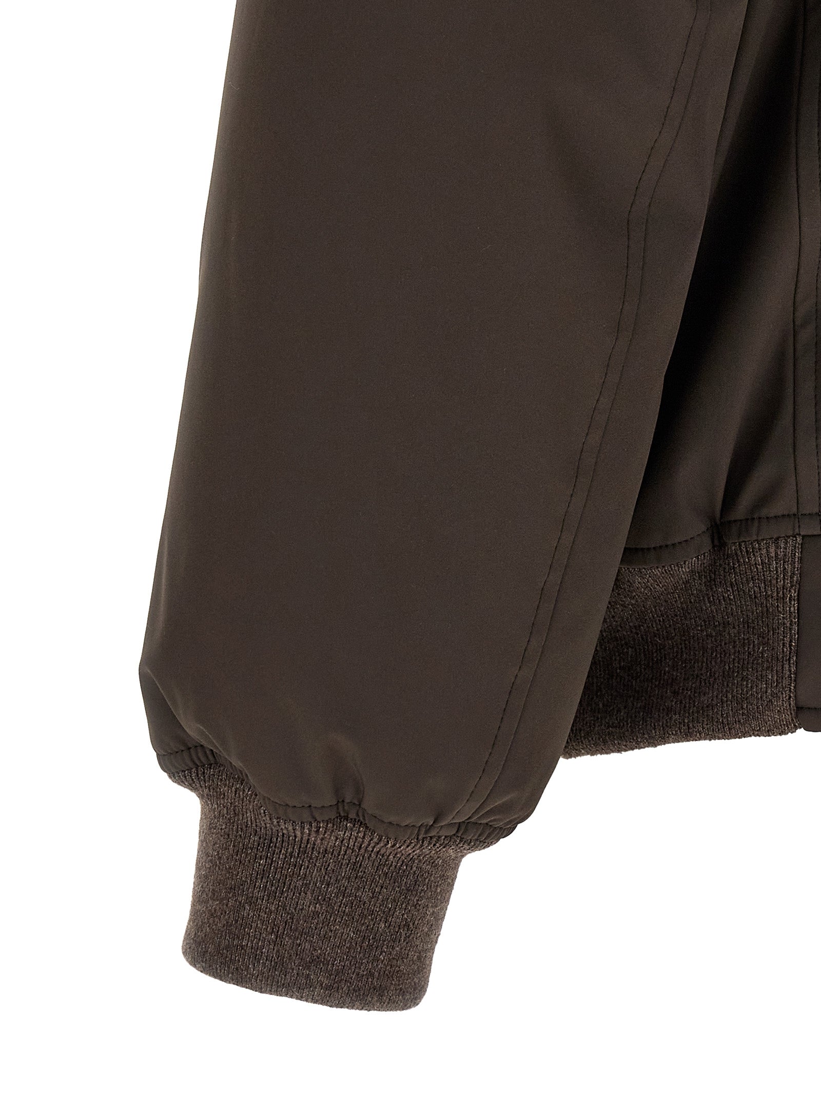 Brunello Cucinelli Braune Polyamid-Jacke in voller Länge