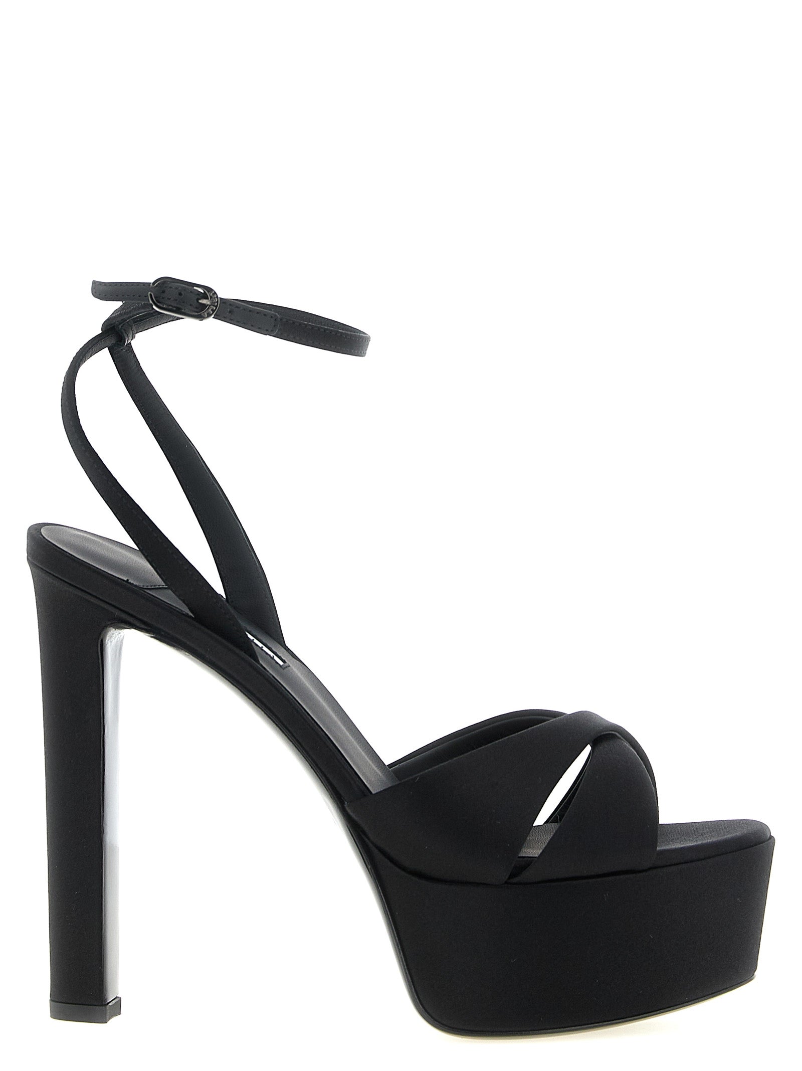 LE SILLA Schwarze Sandalen mit Stilettoabsatz aus Viskose