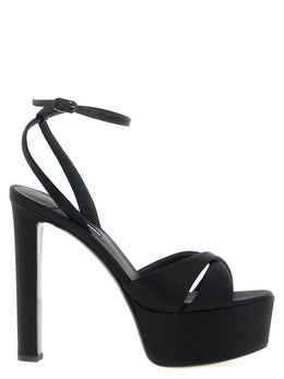 LE SILLA Schwarze Sandalen mit Stilettoabsatz aus Viskose