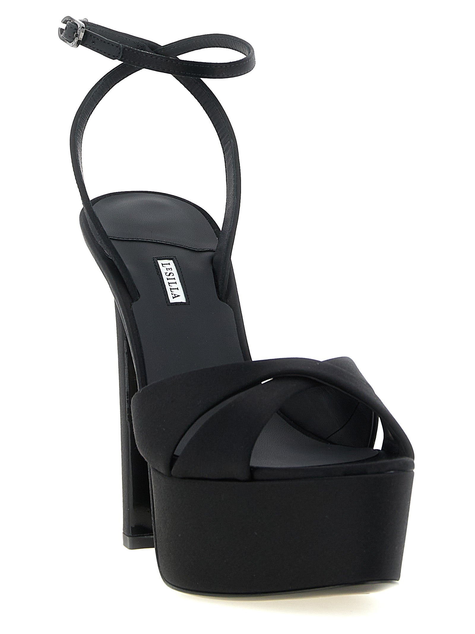 LE SILLA Schwarze Sandalen mit Stilettoabsatz aus Viskose