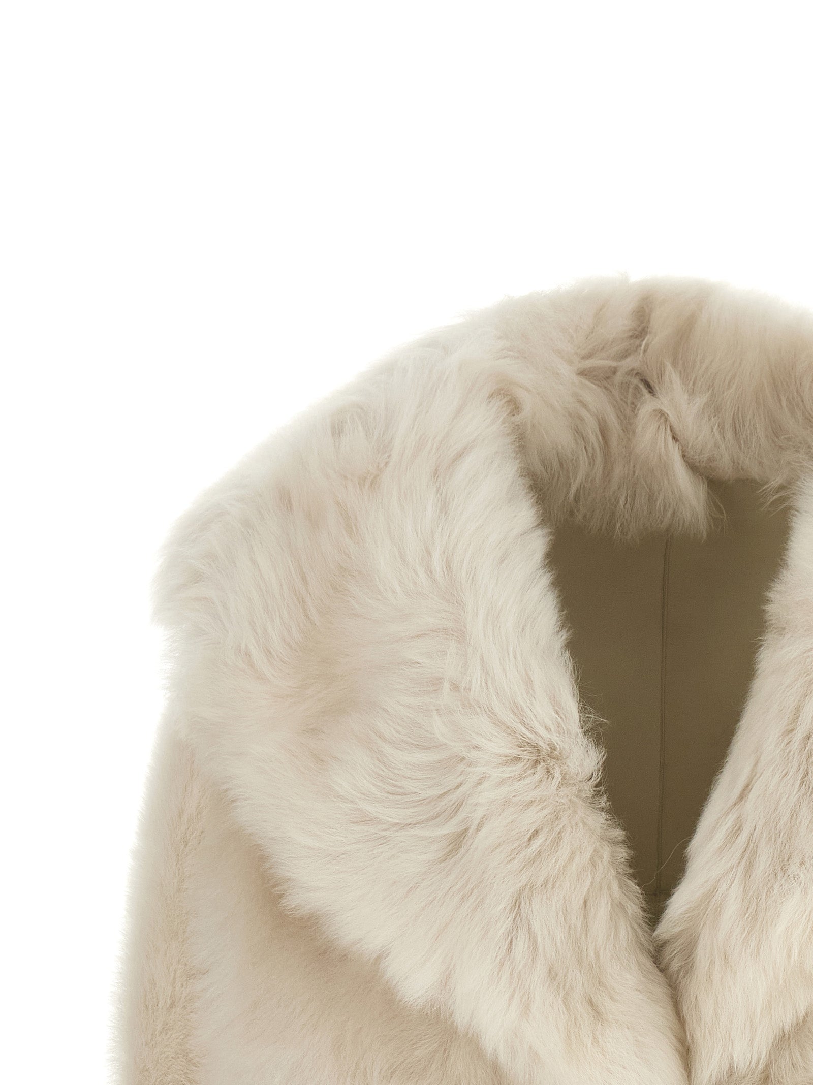 BLANCHA Weiße Lammfell-Jacke in voller Länge