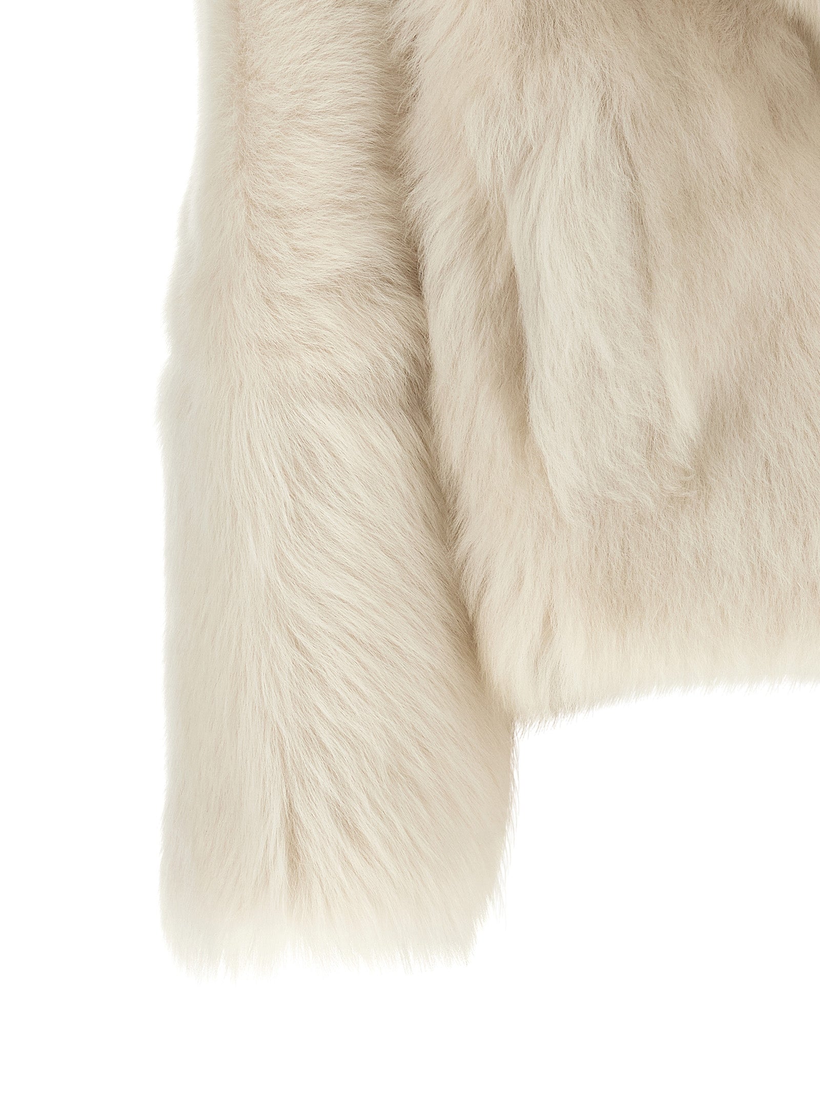 BLANCHA Weiße Lammfell-Jacke in voller Länge