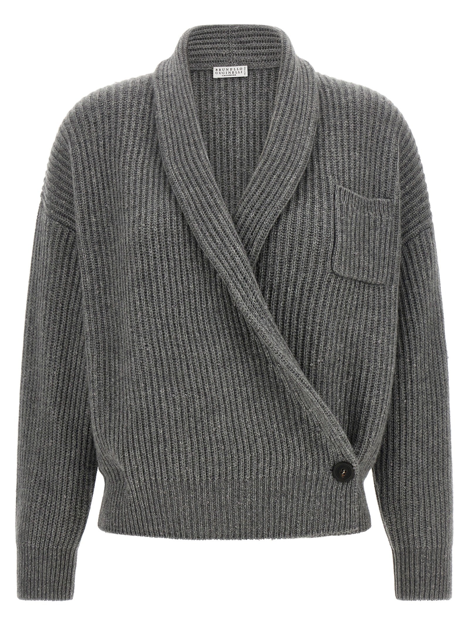 Brunello Cucinelli Grauer Kaschmir-Strickjacke