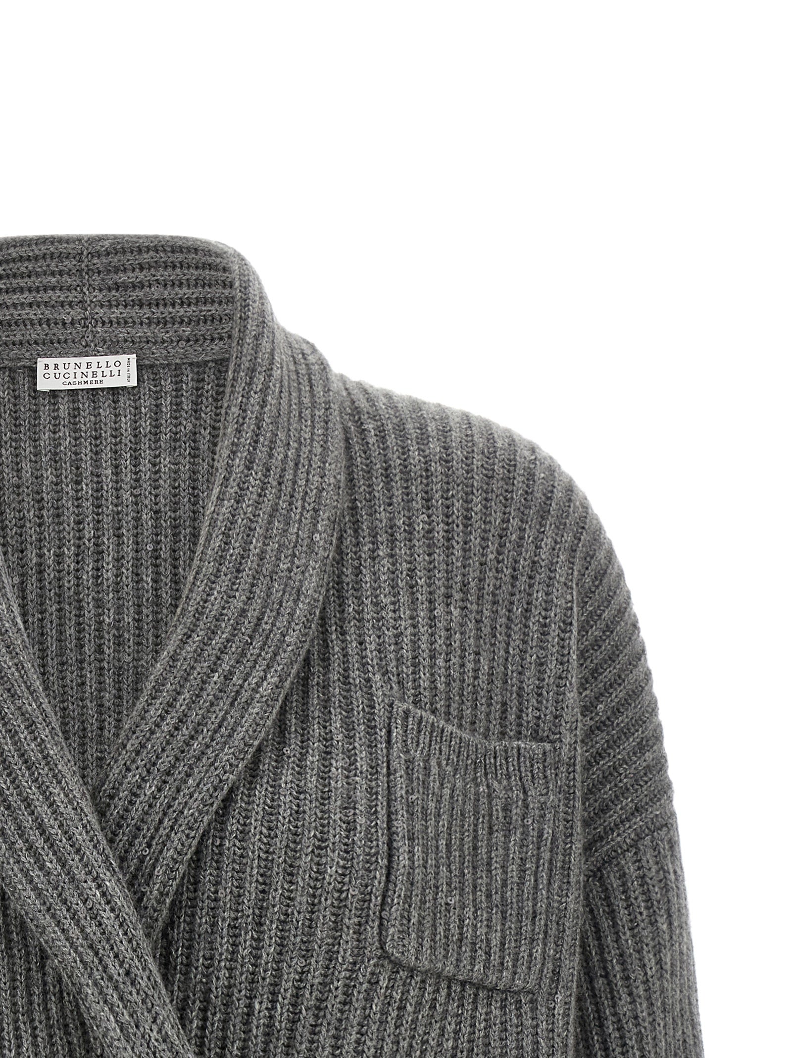 Brunello Cucinelli Grauer Kaschmir-Strickjacke