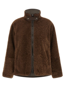 Brunello Cucinelli Braune Lammleder Bikerjacke