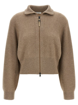 Brunello Cucinelli Brauner Kaschmir-Strickjacke