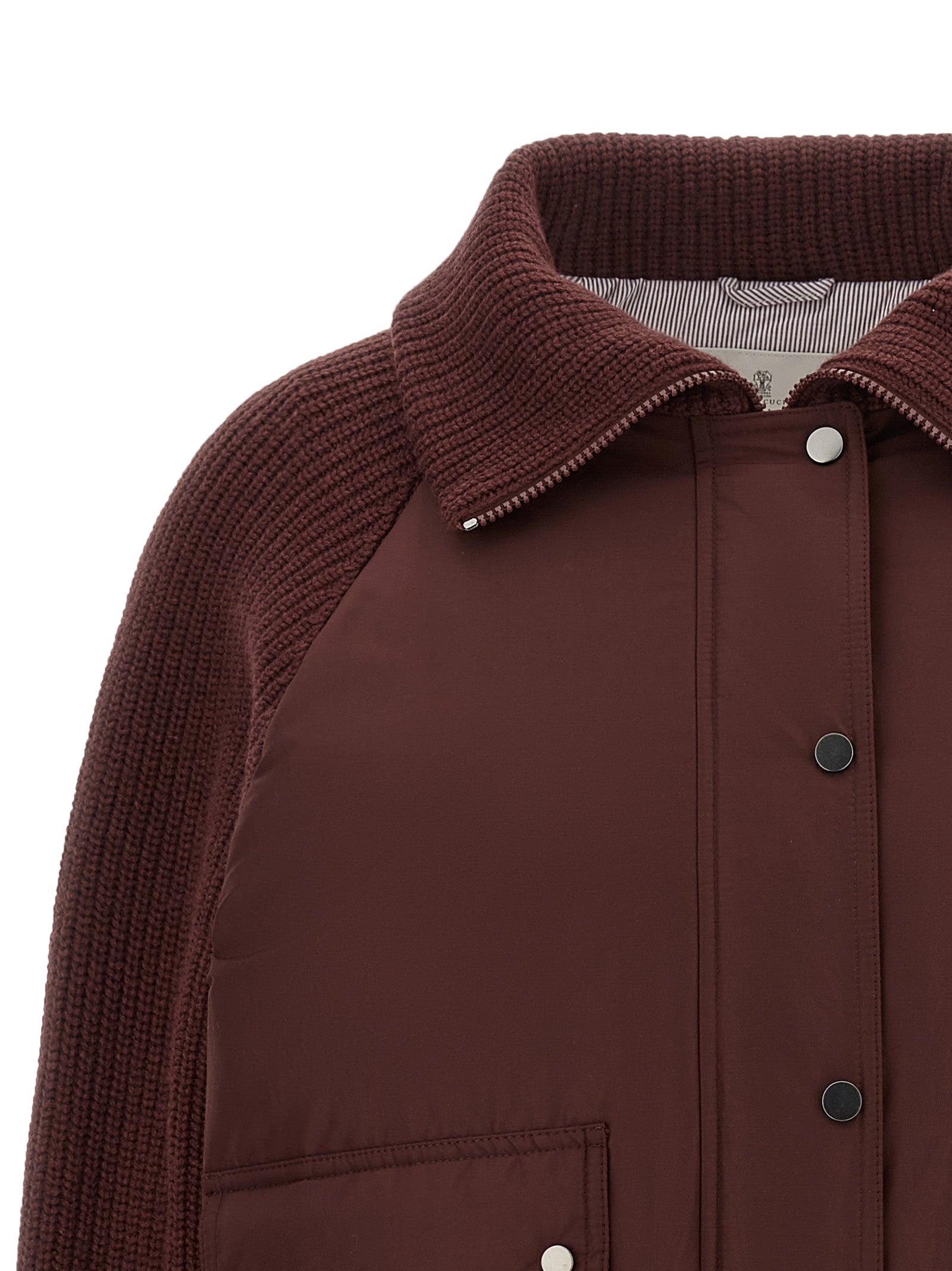 Brunello Cucinelli Bordeaux Baumwoll-Bomberjacke