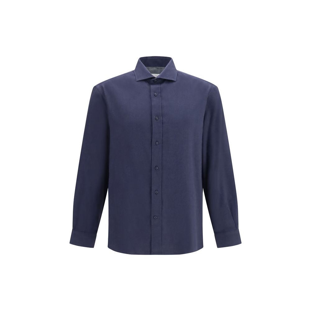 Brunello Cucinelli Blaues Baumwollhemd