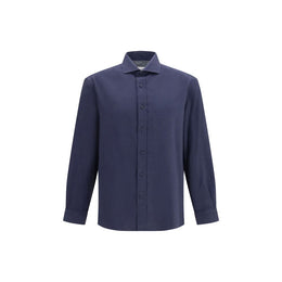 Brunello Cucinelli Blaues Baumwollhemd