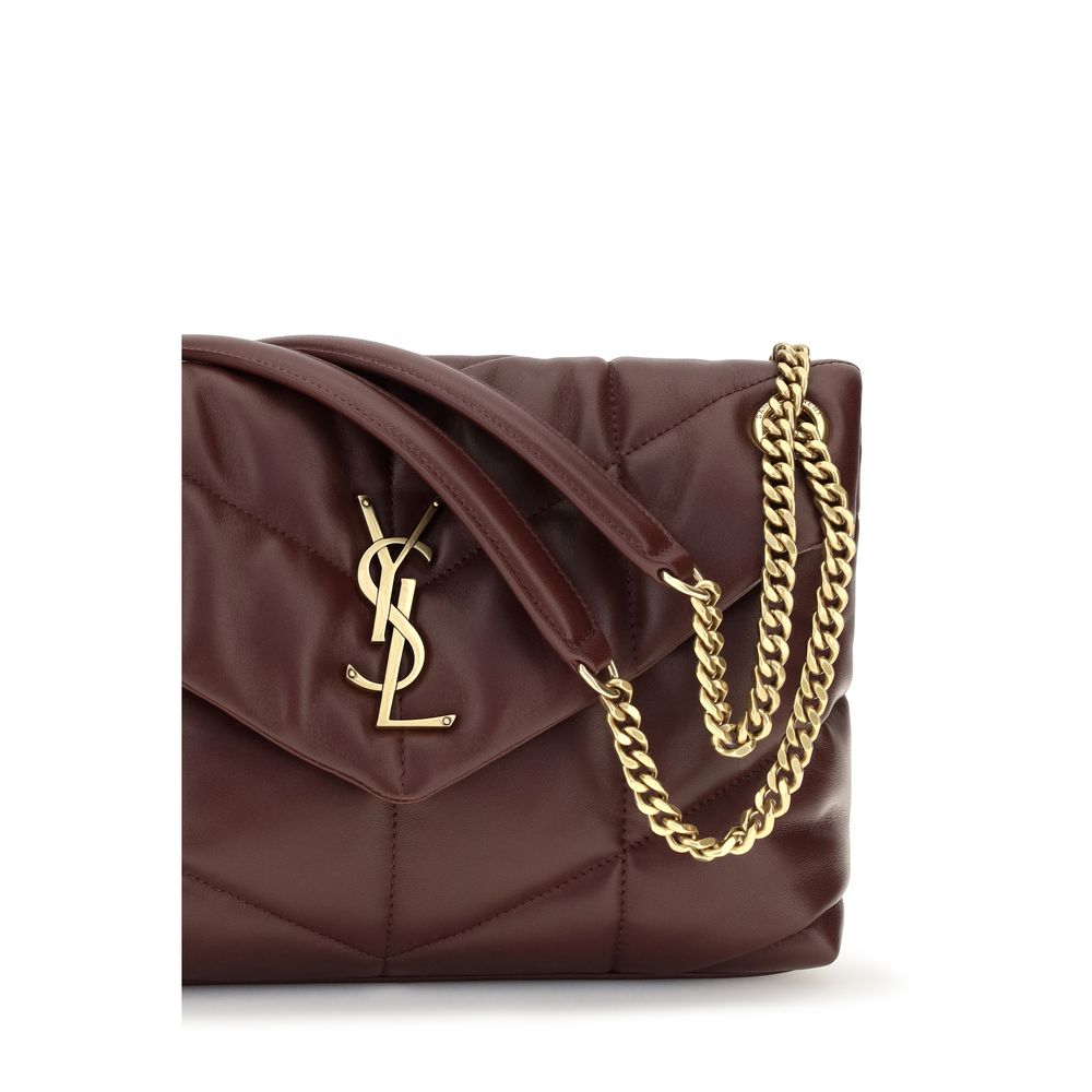 Saint Laurent Schultertasche aus bordeauxrotem Lammleder