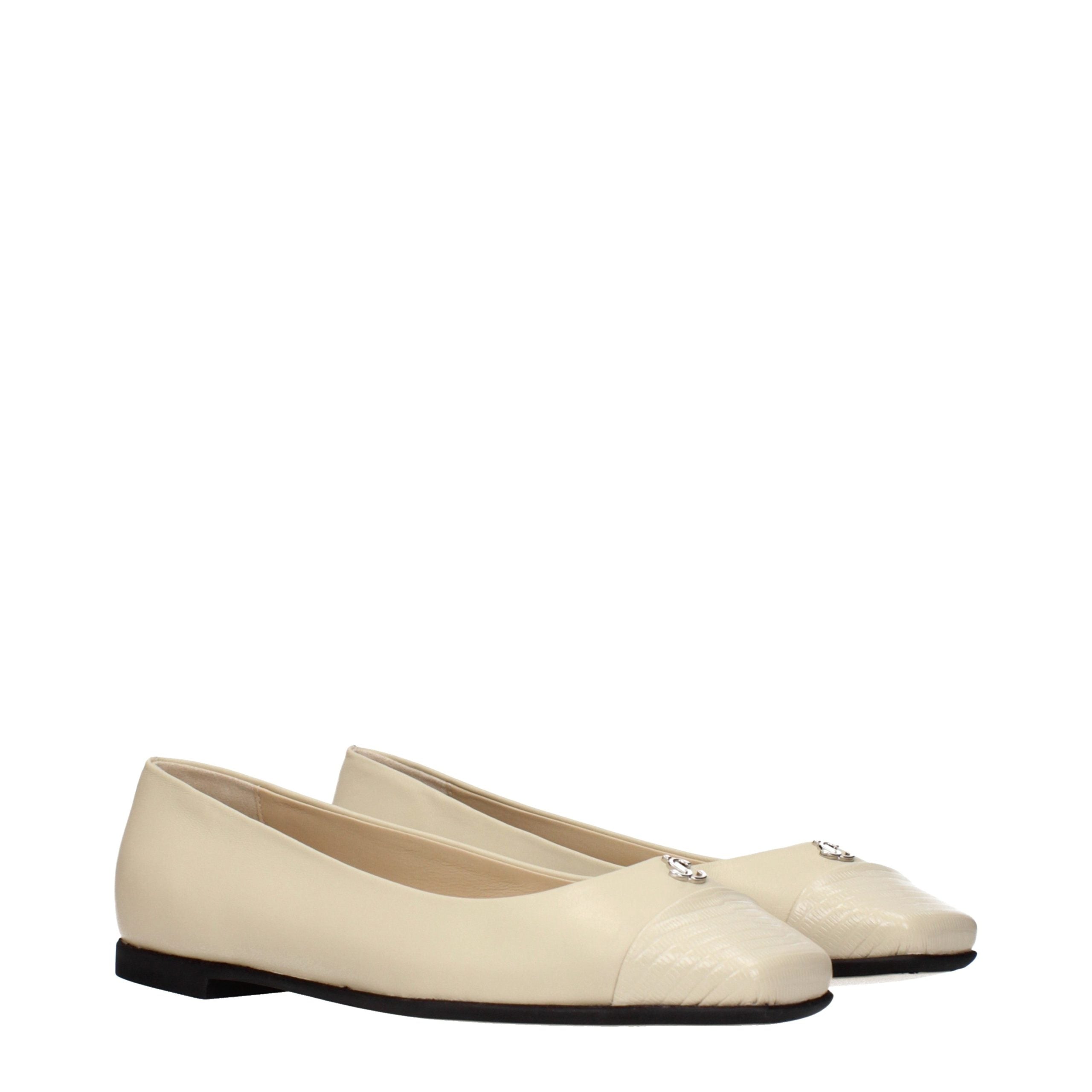 Jimmy Choo Beige Leder Ballerinas
