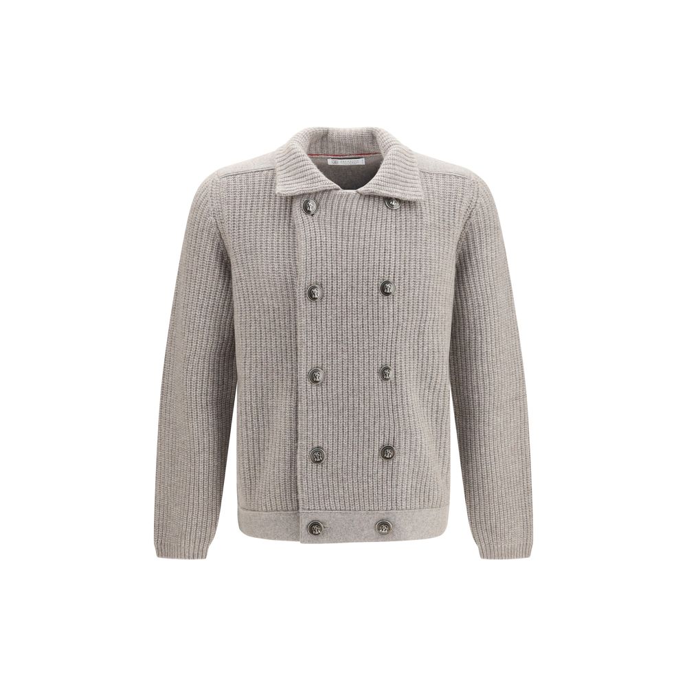 Brunello Cucinelli Grauer Kaschmir-Strickjacke