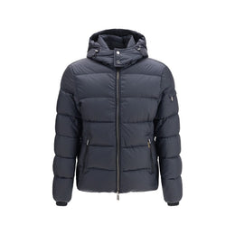 MooRER Blaue Polyamid-Jacke in voller Länge