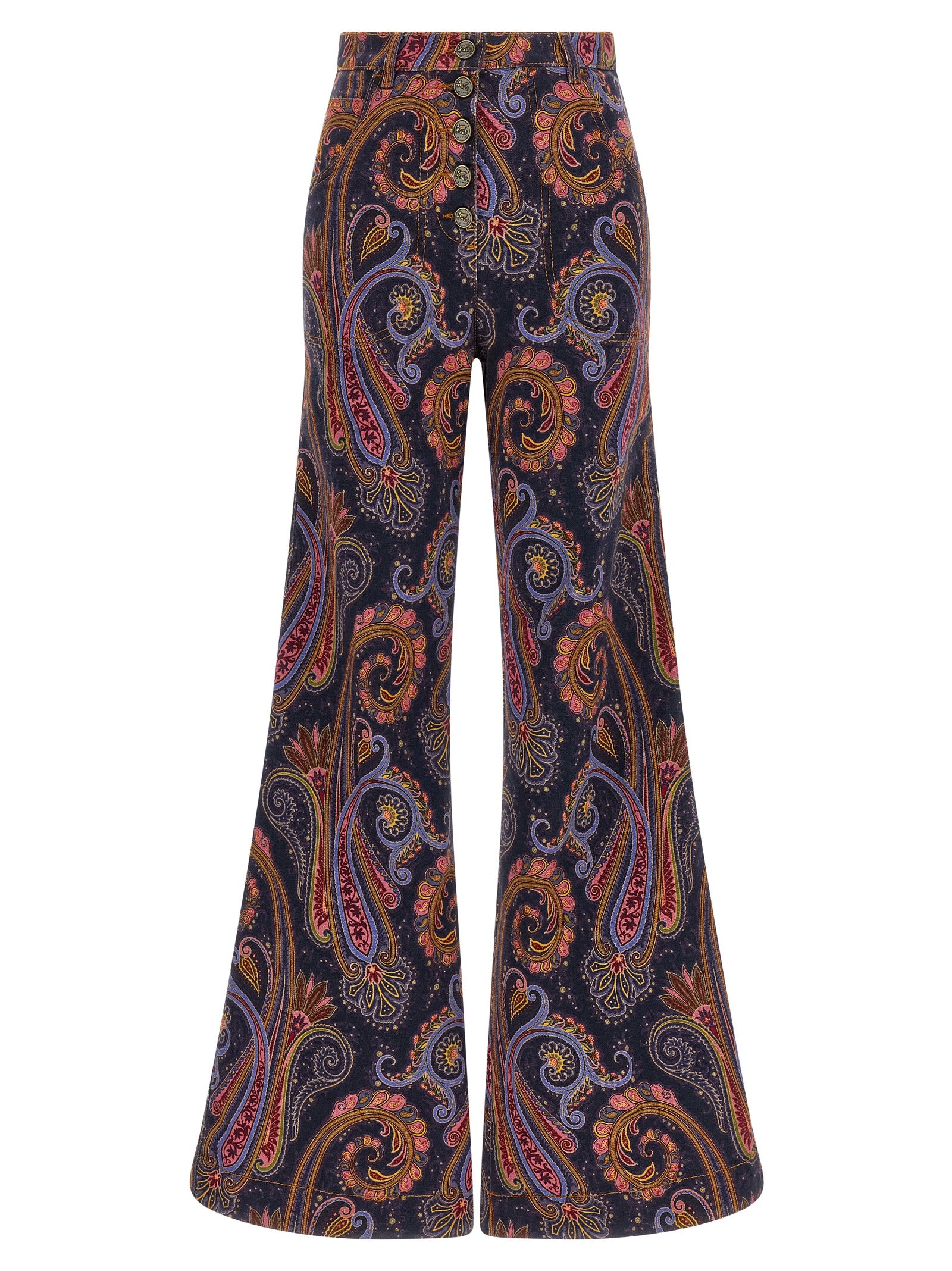 Etro Mehrfarbige Jeans aus Baumwolle mit ausgestelltem Bein