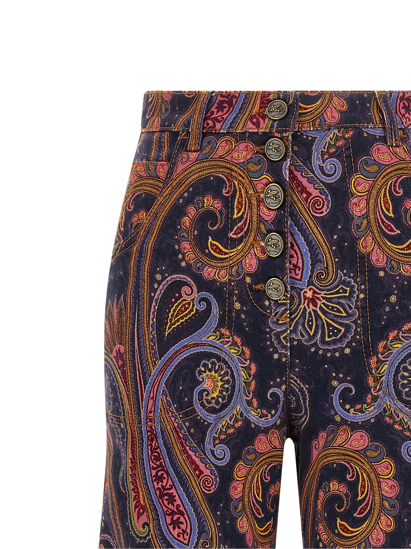 Etro Mehrfarbige Jeans aus Baumwolle mit ausgestelltem Bein