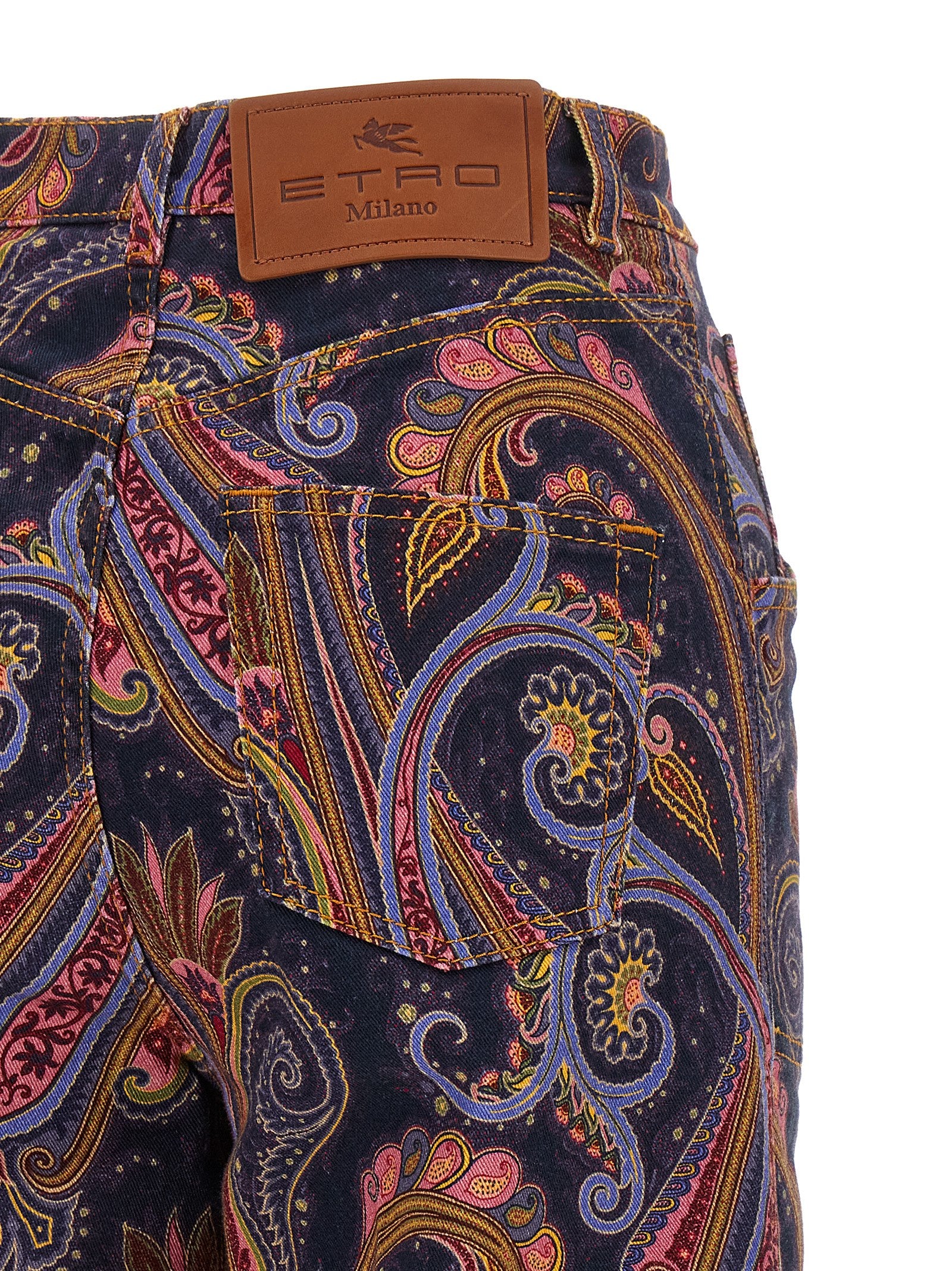 Etro Mehrfarbige Jeans aus Baumwolle mit ausgestelltem Bein