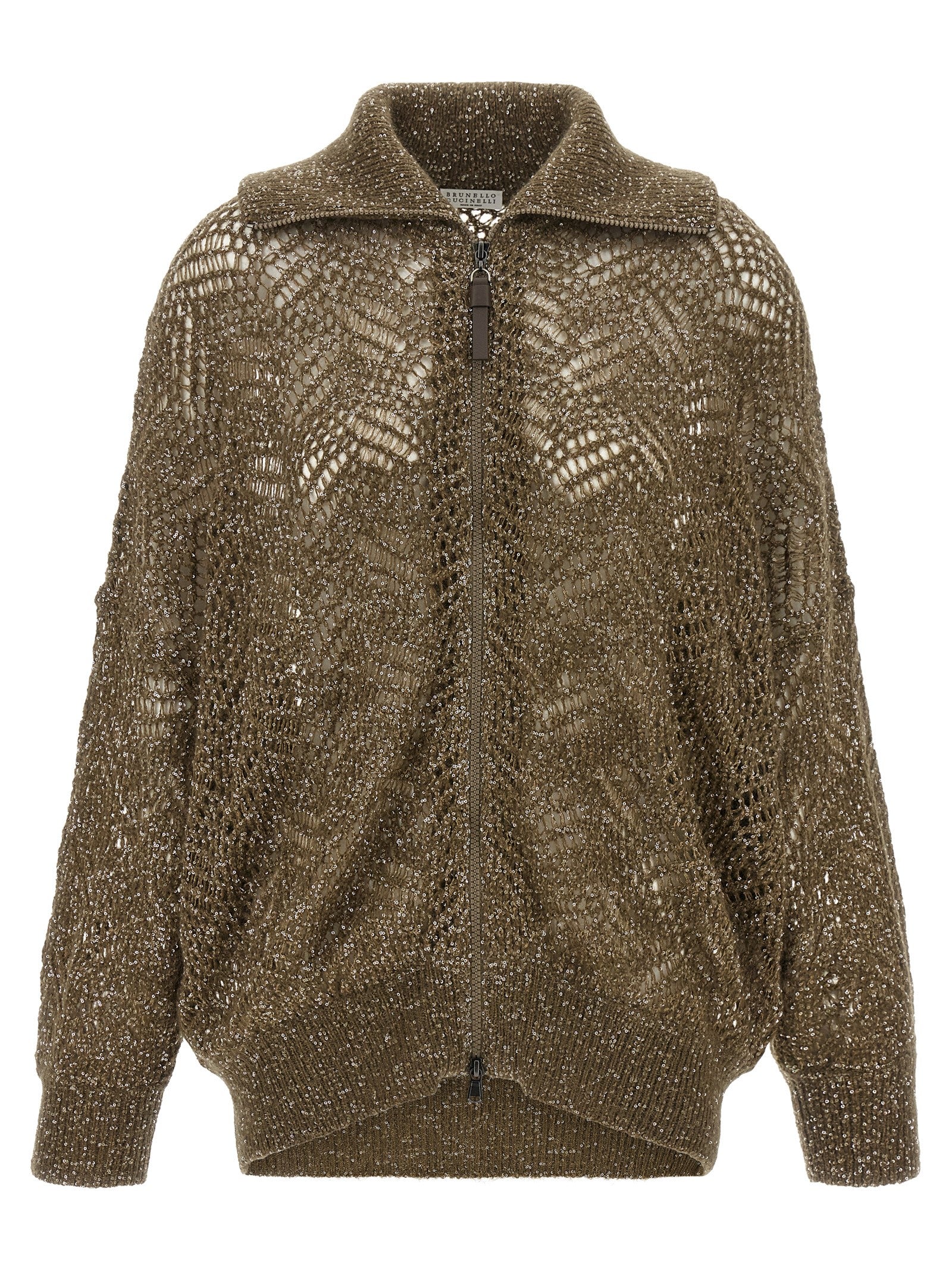 Brunello Cucinelli Brauner Cardigan aus Polyamid