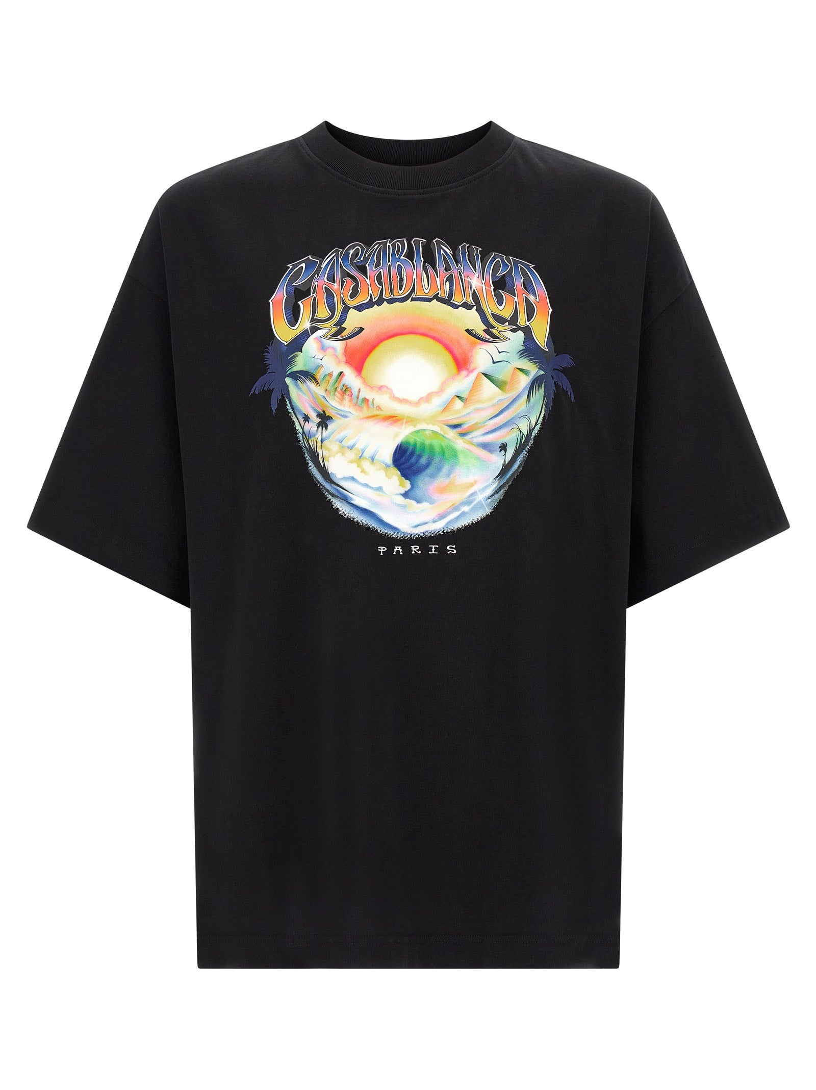 Casablanca Schwarzes Bio-Baumwoll-T-Shirt