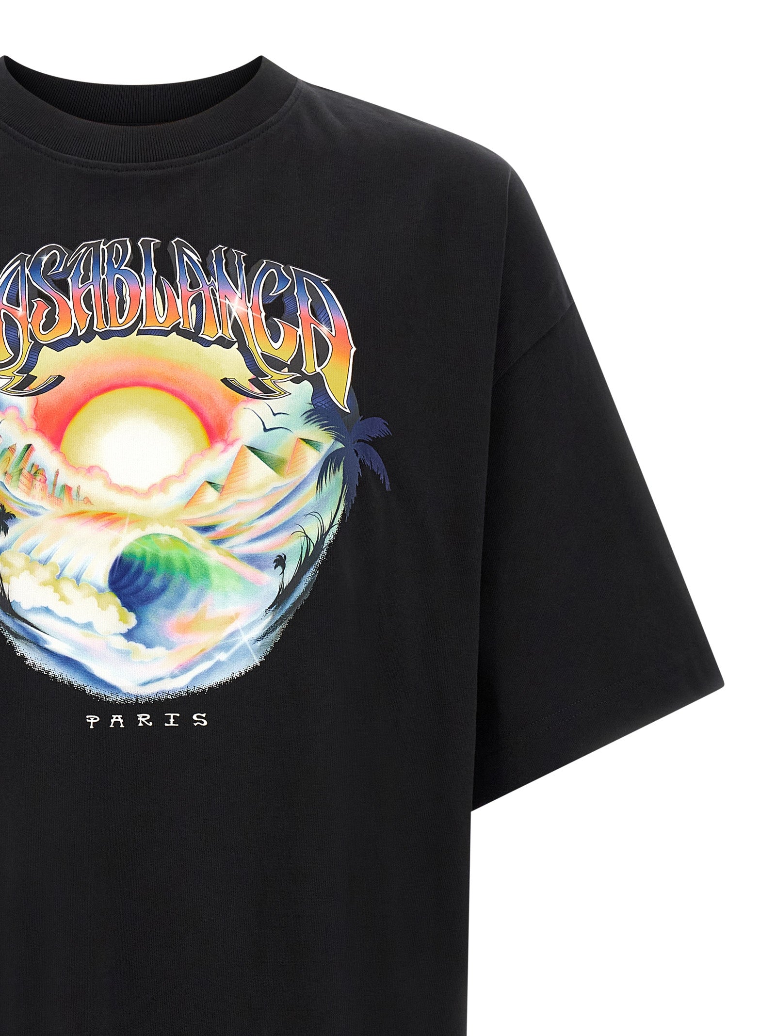 Casablanca Schwarzes Bio-Baumwoll-T-Shirt