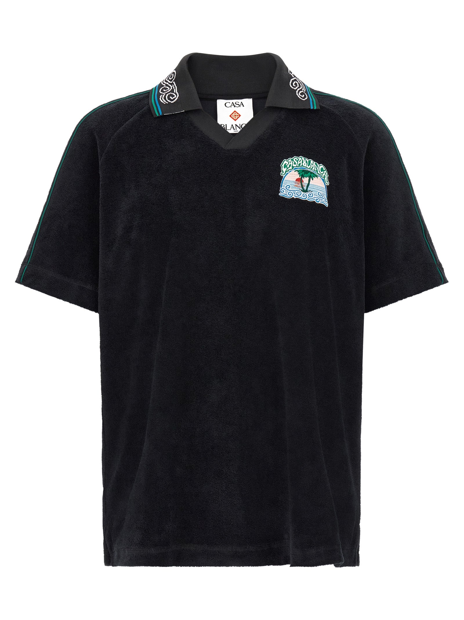 Casablanca Schwarzes Baumwoll-Poloshirt