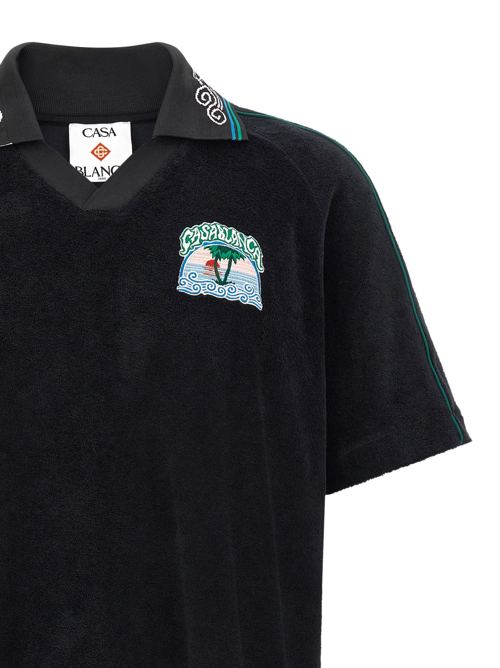 Casablanca Schwarzes Baumwoll-Poloshirt
