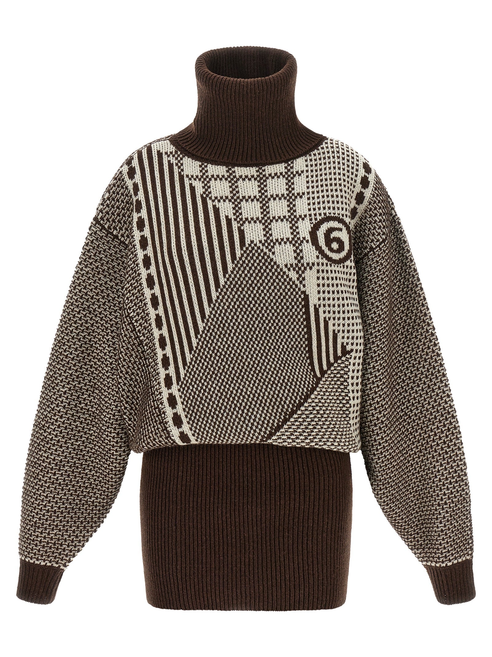 MM6 Maison Margiela Kurzes Braunes Wollkleid