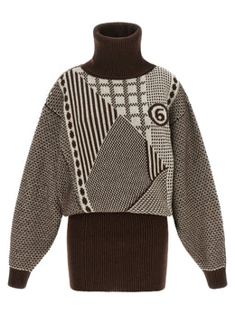 MM6 Maison Margiela Kurzes Braunes Wollkleid