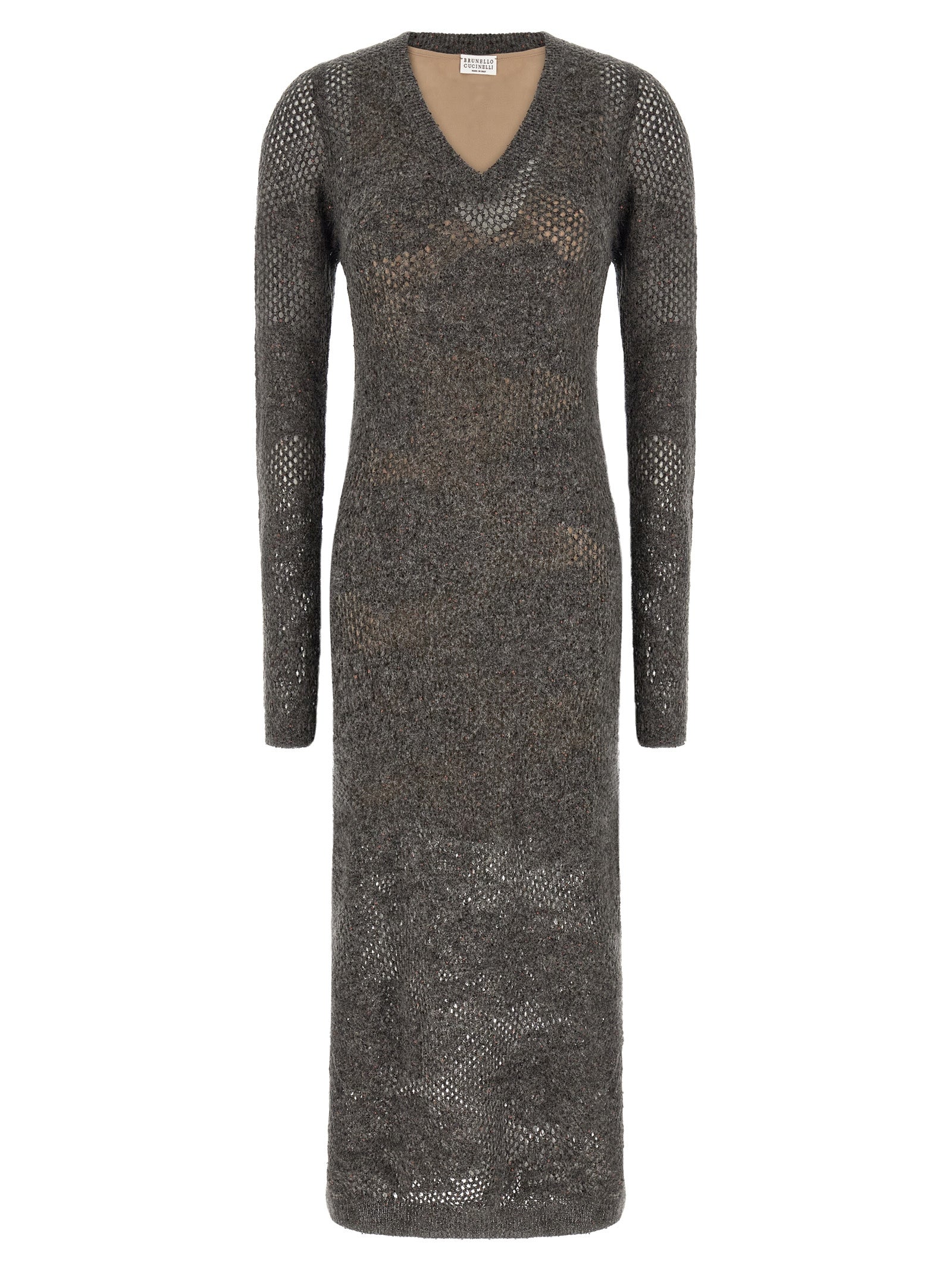 Brunello Cucinelli Graues Nylon-Abendkleid