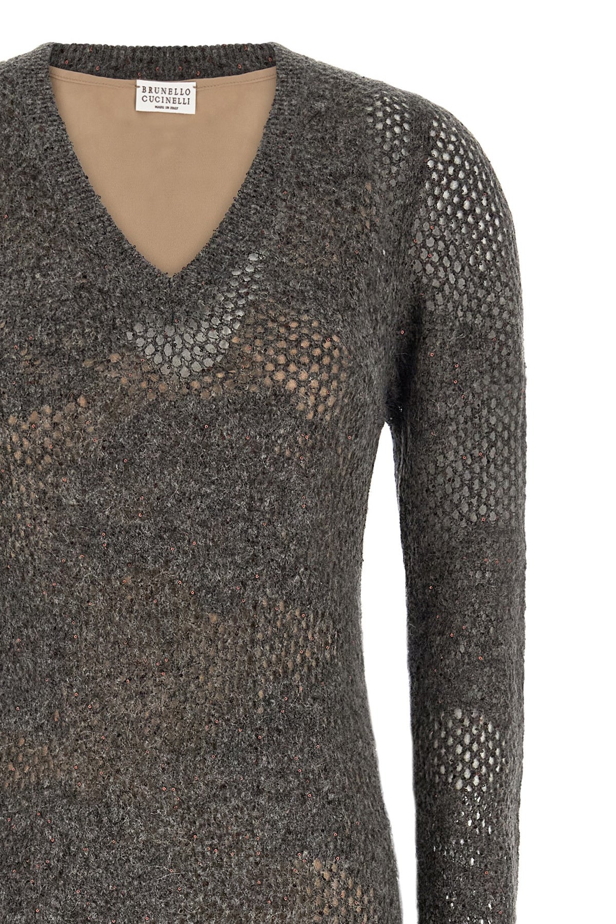 Brunello Cucinelli Graues Nylon-Abendkleid