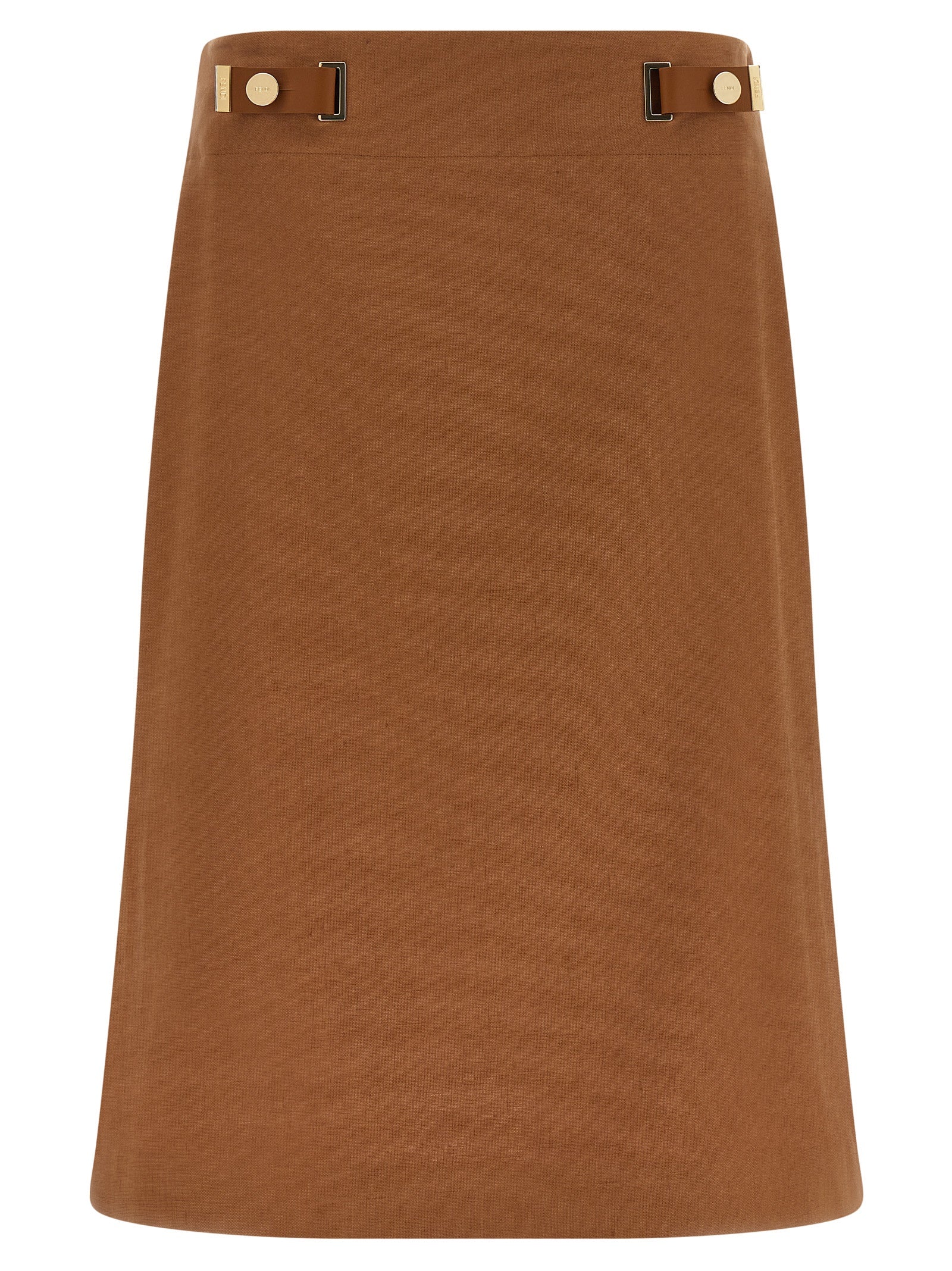 Fendi Brauner Leinen-Midirock