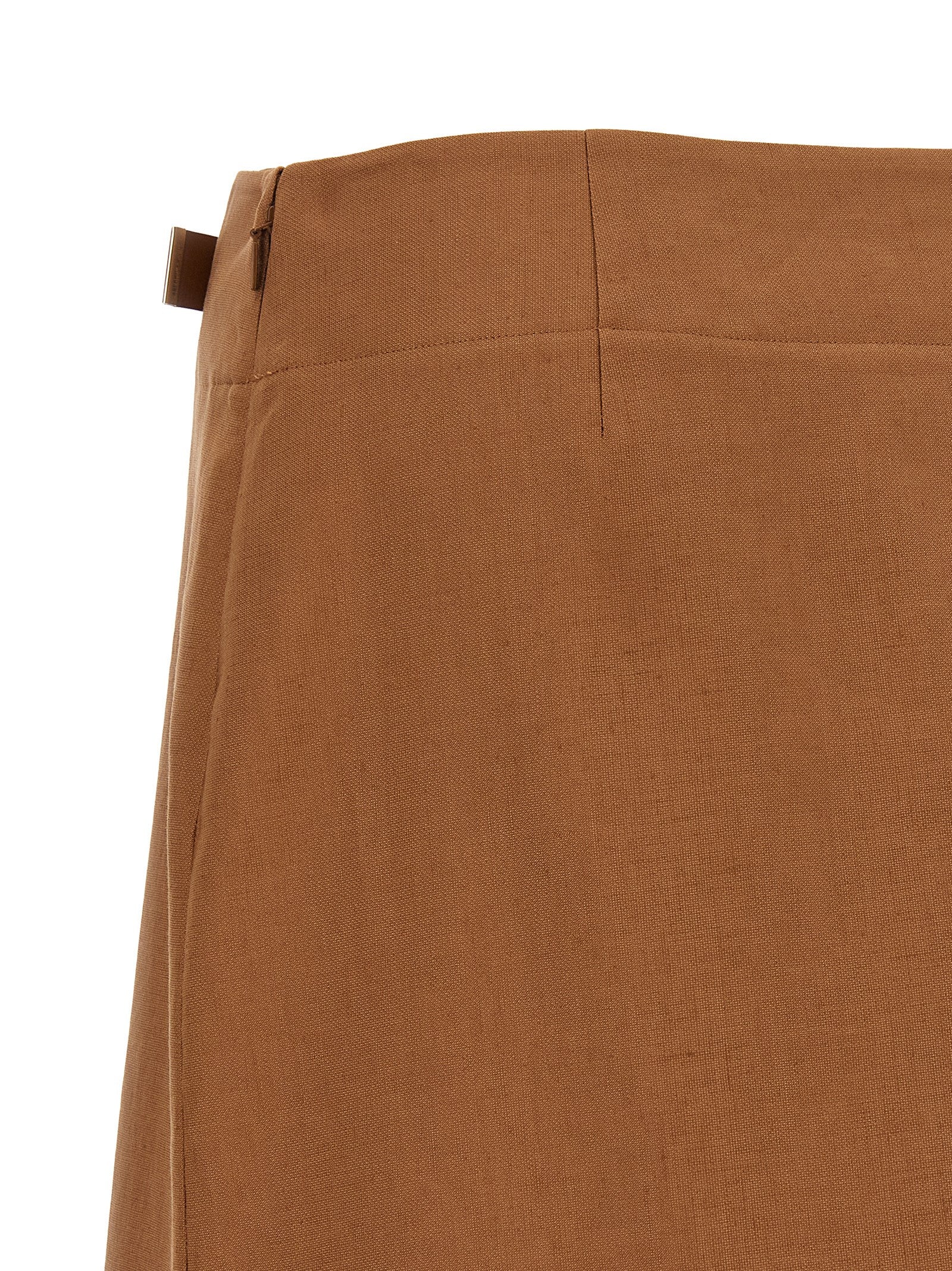 Fendi Brauner Leinen-Midirock