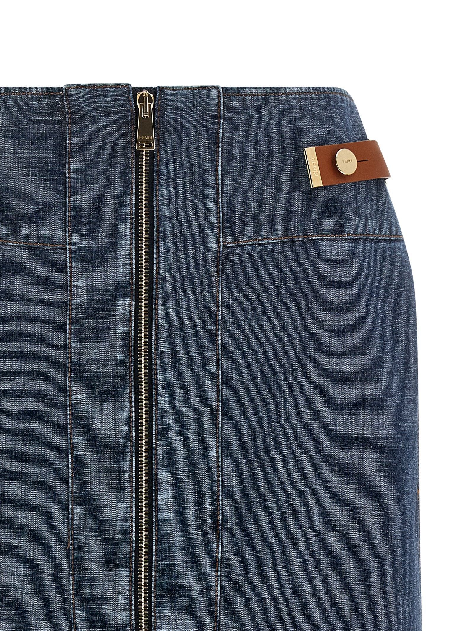 Fendi Blaue Baumwoll-Midirock