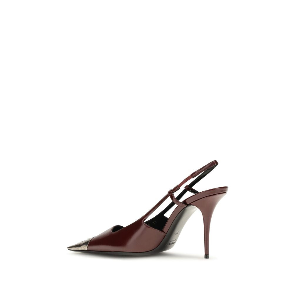 Saint Laurent Bordeauxrote Pumps aus Kalbsleder Bos Taurus mit hohem Absatz