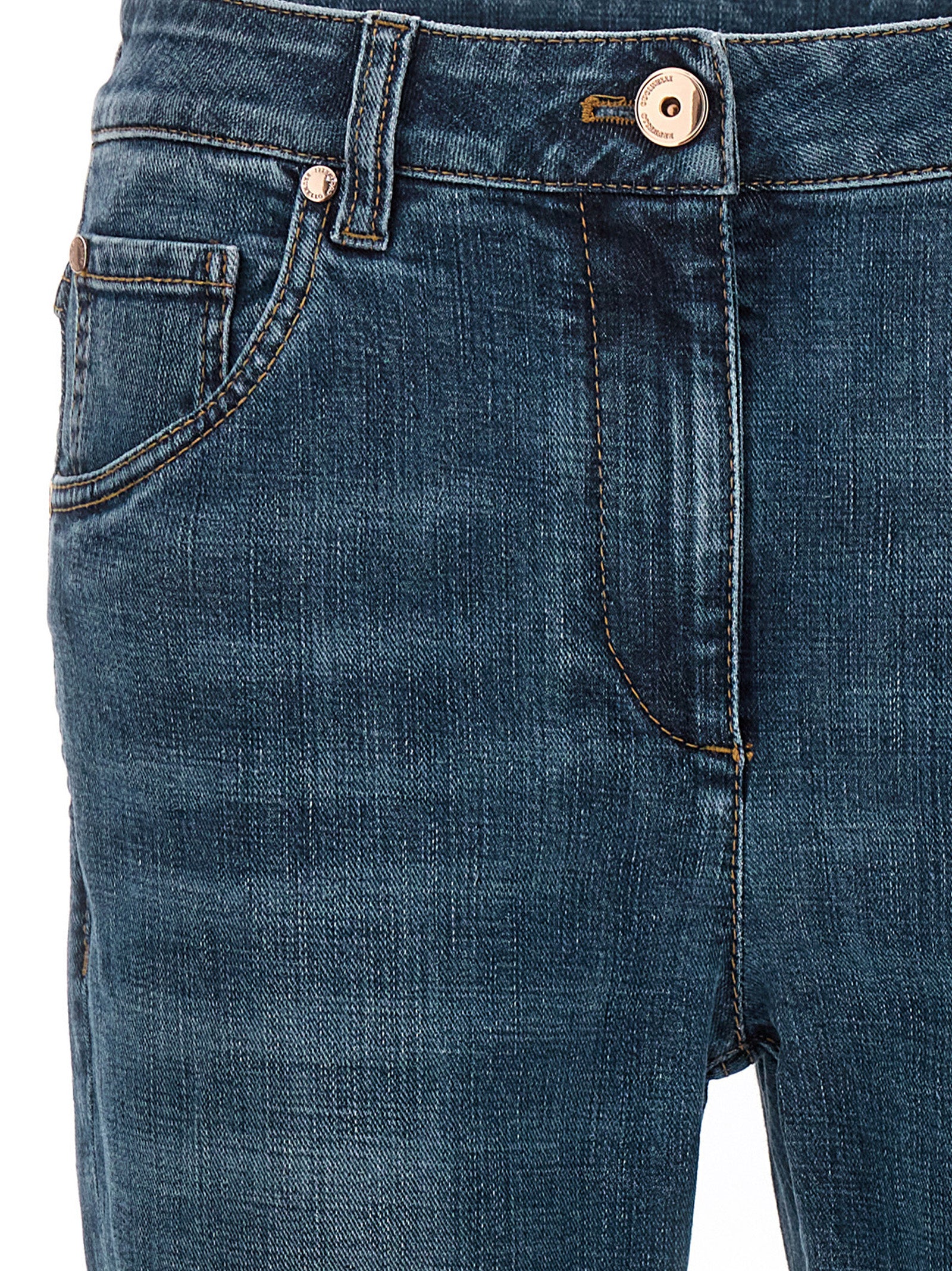 Brunello Cucinelli Blaue Jeans aus Baumwolle im geraden Schnitt