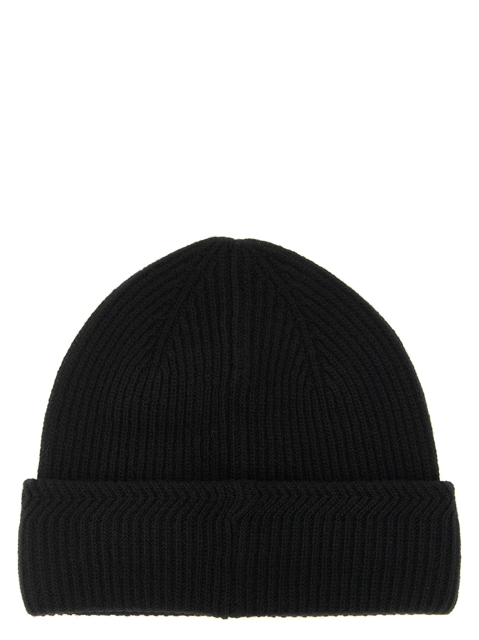 Moncler Schwarze Mütze aus reiner Schurwolle