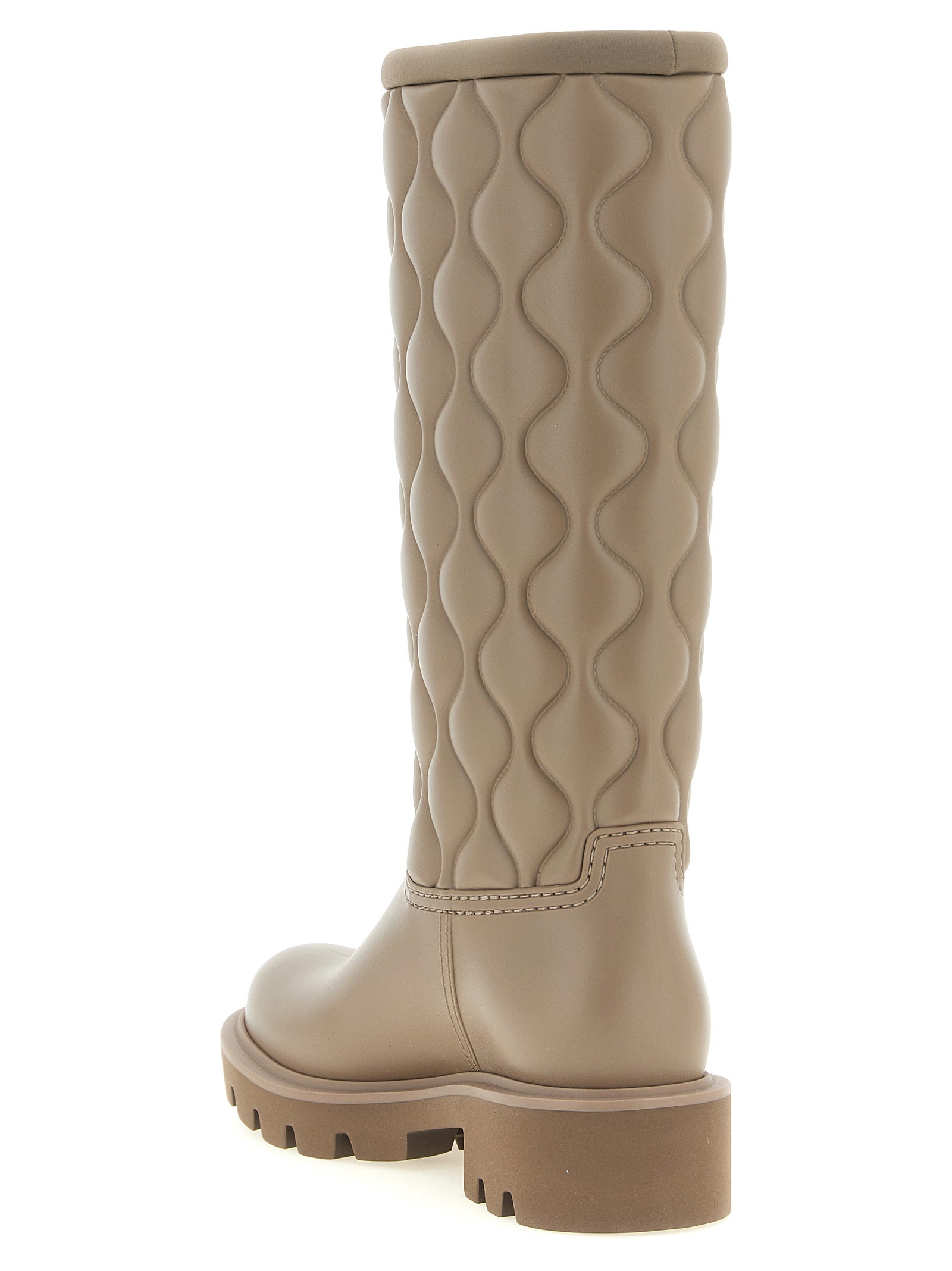 Moncler Beige PVC Over The Knee Stiefel