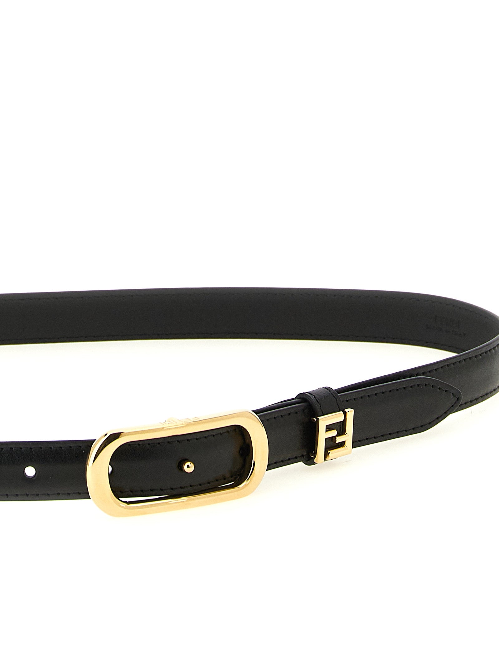 Fendi Schmaler Gürtel aus schwarzem Kalbsleder