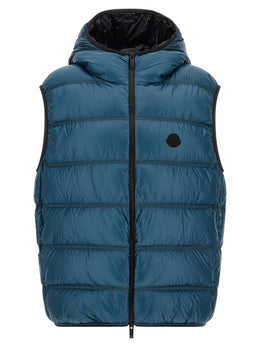 Moncler Blaue Polyamid-Jacke in voller Länge